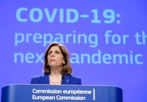 The European Commission has denied backing the implementation of "international vaccination passports" for the next worldwide pandemic. (Photo by Thierry Monasse/Getty Images)