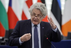 The lack of Irish-language moderation on European social media constitutes a security "vulnerability", the bloc's self-appointed "digital enforcer", Thierry Breton, has claimed. (EPA-EFE/RONALD WITTEK)
