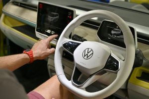 German automotive manufacturer Volkswagen has announced the successful test of an advanced "solid-state" electric vehicle battery that barely degrades. (Photo by John Keeble/Getty Images)