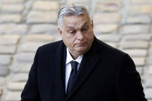 Hungarian President Viktor Orbán made a surprise appearance at a farmers' protest in Brussels ahead of a crucial EU summit on the Ukraine war. (EPA-EFE/YOAN VALAT)