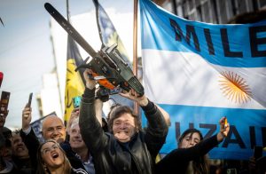 Argentina's President Javier Milei shares more than just a hairstyle with the late former UK prime minister Margaret Thatcher. (Tomas Cuesta/Getty Images)