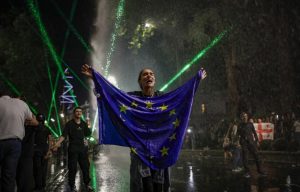 European Commission President Ursula von der Leyen has put pressure on the Georgian government after pro-EU protests in the country descended into violence. (EPA-EFE/DAVID MDZINARISHVILI)