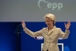 Ursula von der Leyen, happy to scatter favours to Tusk and his fellows (Photo by Andreea Campeanu/Getty Images)
