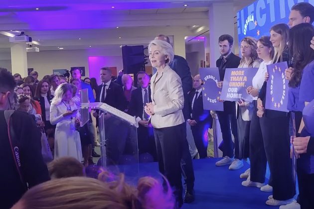 European Commission President Ursula von der Leyen has declared her victory in the European Elections to a jubilant European People's Party (EPP) celebration in Brussels. (Peter Caddle/Brussels Signal)