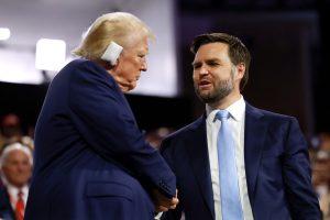 US presidential hopeful Donald Trump has announced that Ohio Senator JD Vance is his candidate for vice president for the upcoming election in November. (Photo by Joe Raedle/Getty Images)