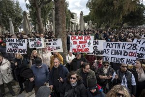 Massive protests have erupted across the country on the second anniversary of the Tempi rail disaster, a catastrophe that left 57 people dead and the government scrambling for cover. EPA-EFE/HATZIPOLITIS NICOLAOS