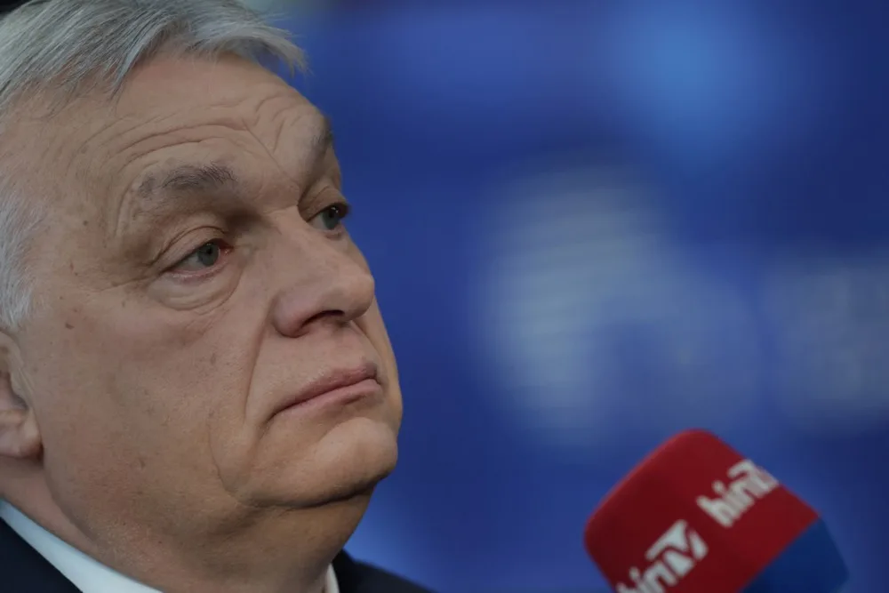 Returning to Brussels for the first time since his electoral setback, former Hungarian Prime Minister Viktor Orbán sought to project confidence in a closed-invitation press conference today, to which Brussels Signal attended. EPA/OLIVIER MATTHYS